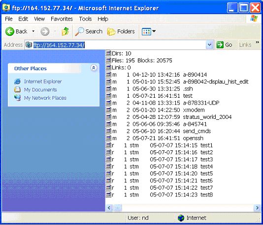 figure 6 Internet Explorer displaying a STCP based FTP site site should be here