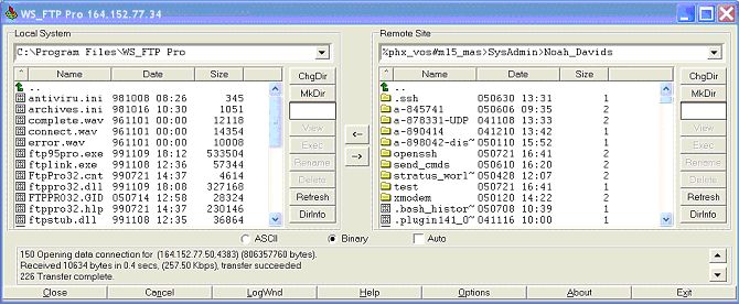 figure 8 WS_FTP FTP client displaying a STCP based FTP site should be here